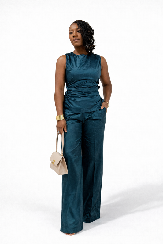 Navy blue two piece ankara