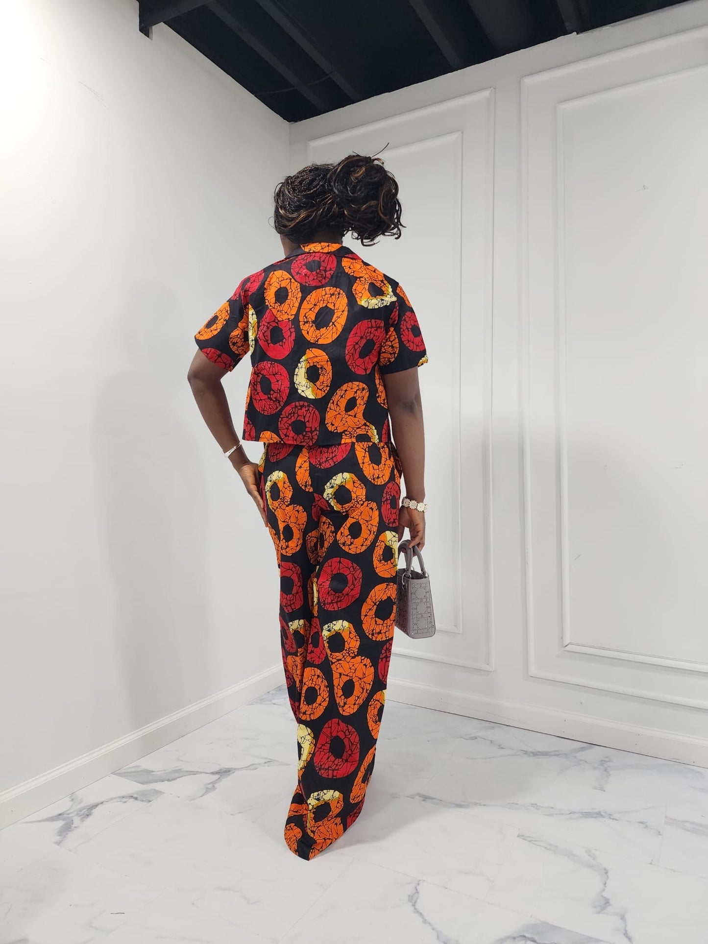 Two piece red and yellow ankara print