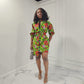 Green and Red floral print Dress