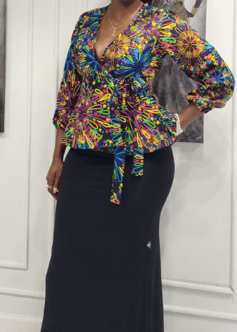 Bold Ankara Peplum Wrap Top