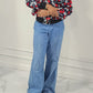 Bold Floral Bomber Jacket with Wide-Leg Jeans Set