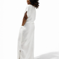 white shtraight dress with front pockets