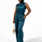 Navy blue two piece ankara