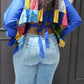 Ankara Patchwork Peplum Shirt – Button-Down with Adjustable Tie-Back