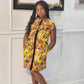 Yellow ankara print short kids dress