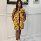 Yellow ankara print short kids dress