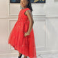 Red full length kids dress