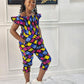 Bright colors ankara print kids jumpsuit