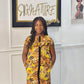 Yellow ankara print short kids dress